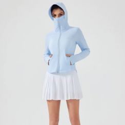 Anti UV Womens Summer Breathable Quick Drying Loose Sun Protection Ice Silk Thumb Hole Yoga Jacket