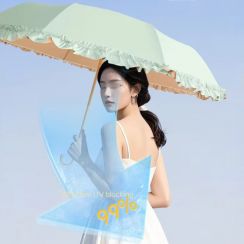 Parasol Black Coating Anti UV Lace 3 Folding Princess Umbrella