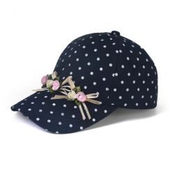 Polka Dot Baseball Cap Simulated Flower Decoration For UV Protection