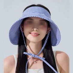 Cotton Plaid Summer Sun Visor Hat for Women