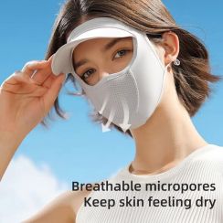 Womens Summer Thin Breathable Sunscreen Mask With Brim