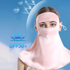 Women Silk UPF50 Sunscreen Full Face Masks for Summer Outdoor Activities