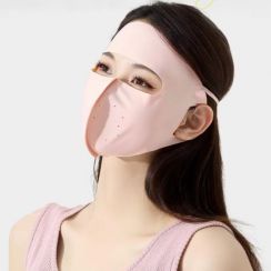 Womens Summer UV Resistant One Piece Traceless Hollow Full Face Sun Mask